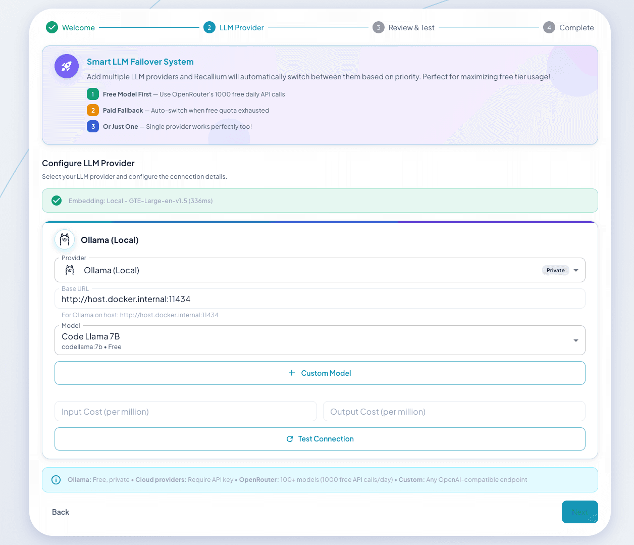 Test the connection before adding a provider