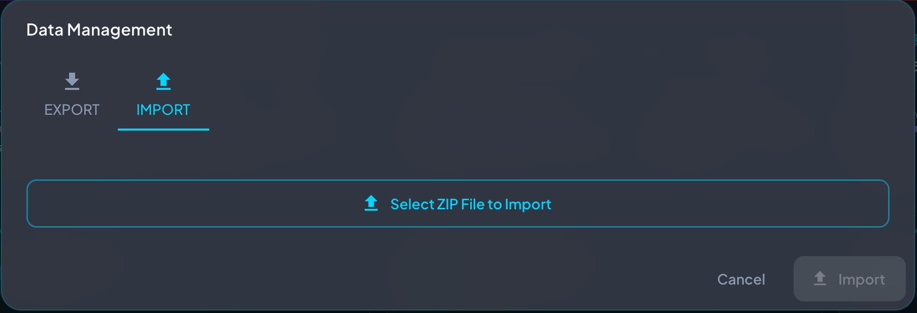 Recallium Import Dialog - Upload and Configure Import